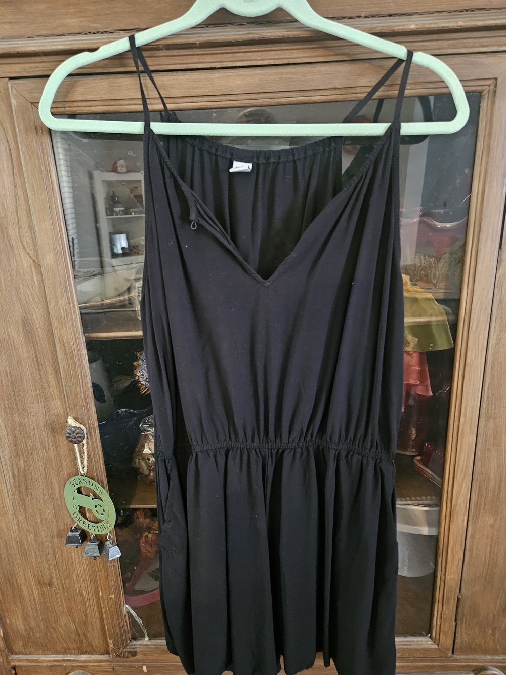 Old Navy Black Spaghetti Strap Romper With Pockets Sz Lg